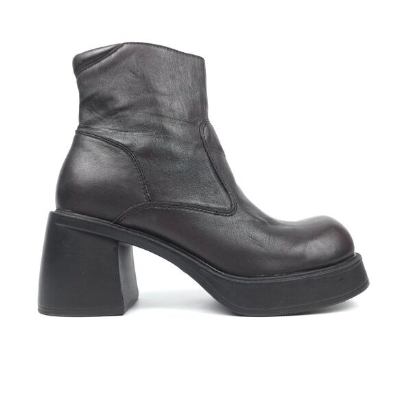 AMERICAN EAGLE 90s Vintage Leather Platform Ankle Boots Chunky Heel Y2k Grunge - Picture 4 of 13